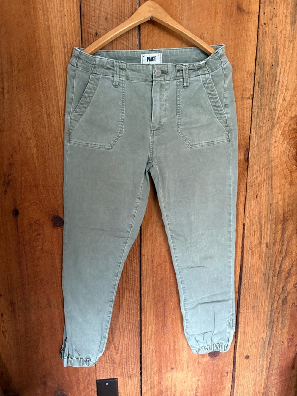 PAIGE Sage Green Utility Joggers